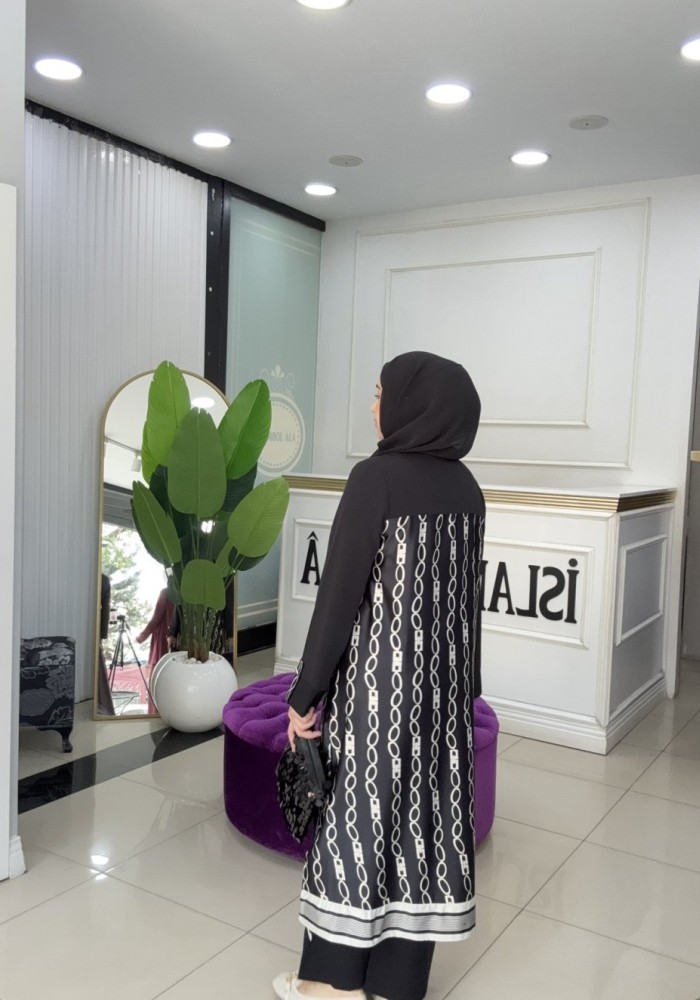ZİNCİR DESEN TUNİK Siyah