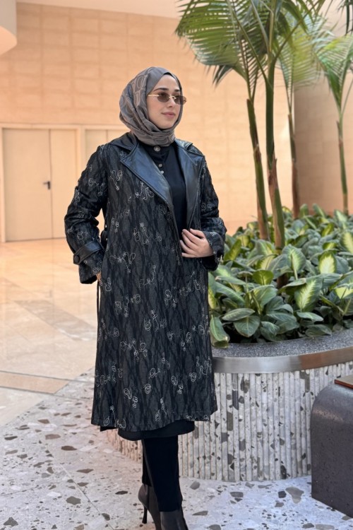 Yün Dantel Kaban Siyah