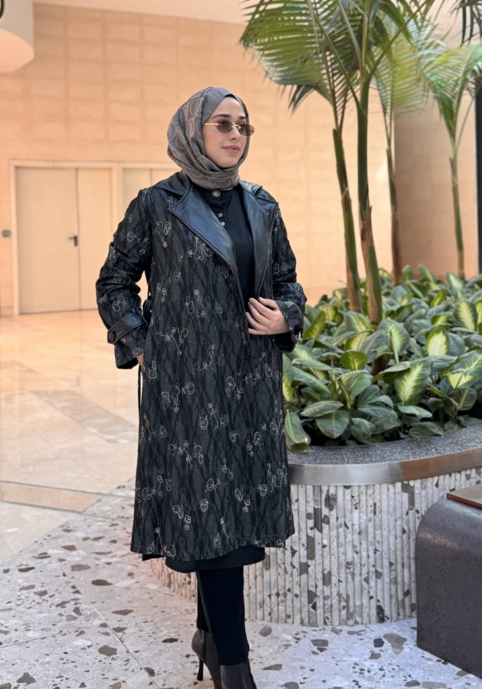 Yün Dantel Kaban Siyah