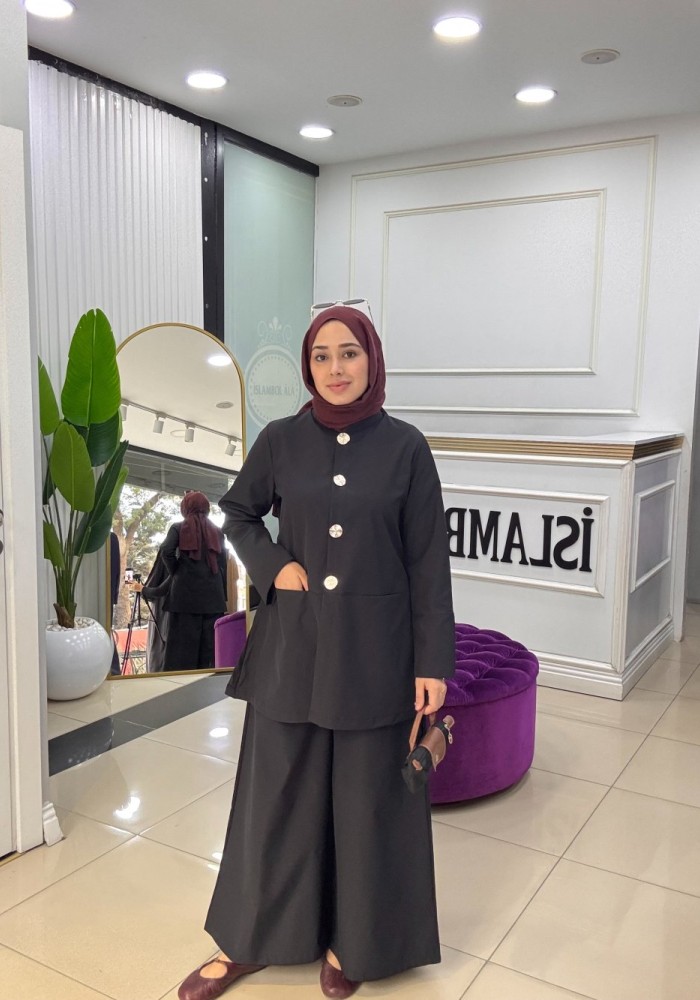 Şevval Pantolonlu Takım Siyah