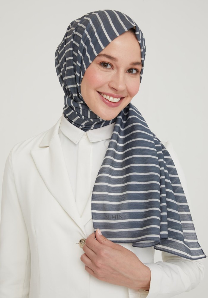 ARMİNE ÇİZGİLİ MODAL ŞAL Füme