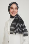 ARMİNE ÇİZGİLİ MODAL ŞAL Siyah